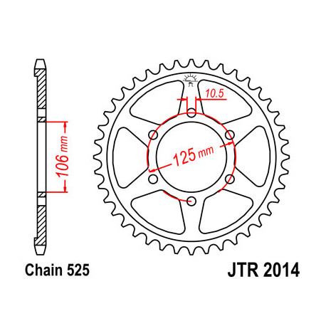 Couronne JT SPROCKETS 50 dents acier pas 525 type 2014