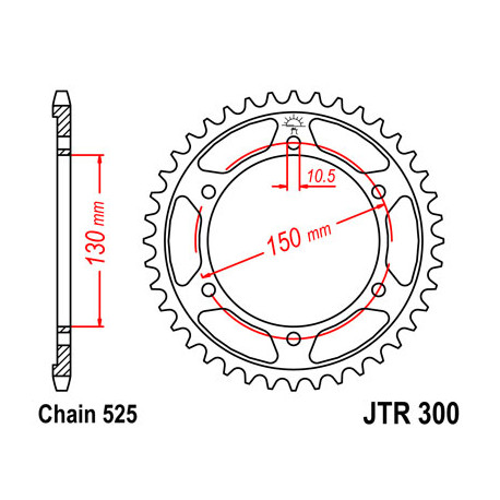 Couronne JT SPROCKETS 46 dents acier pas 525 type 300