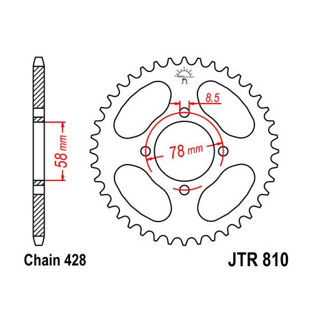 Couronne JT SPROCKETS 47 dents acier pas 428 type 810