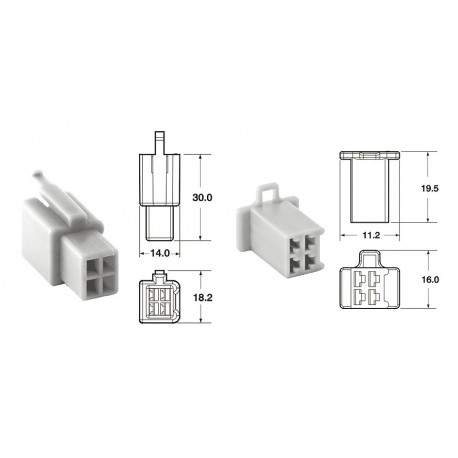 Jeu de connectiques 4 voies 110 ML BIHR type origine Ø0,5mm²/0,85mm² - 5 jeux complets 