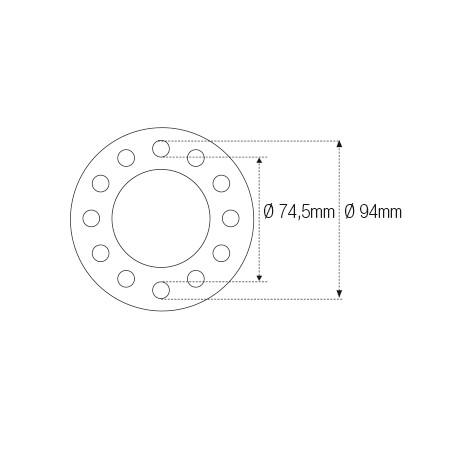 Douille à créneaux JMP pour colonne de direction Øint.74,5mm/Øext.94mm 12 crans MV Agusta