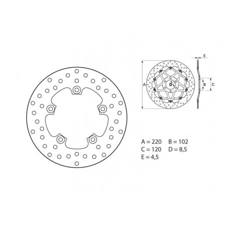 Disque de frein BREMBO Serie ORO 68B407G2 rond fixe BMW 125/200 C1