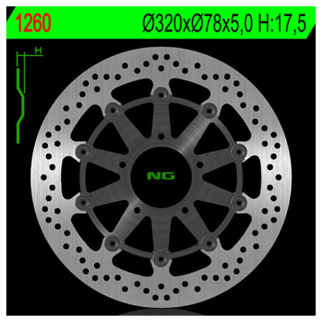 Disque de frein avant NG 1260G rond flottant Triumph Tiger 1050