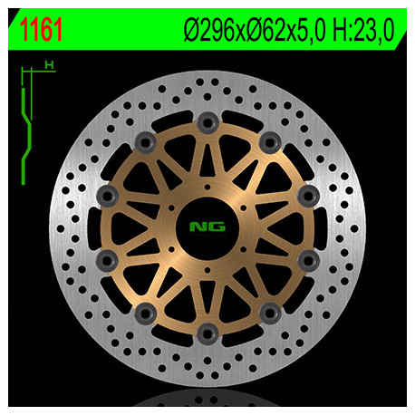 Disque de frein avant NG 1161G rond flottant Honda Hornet 600